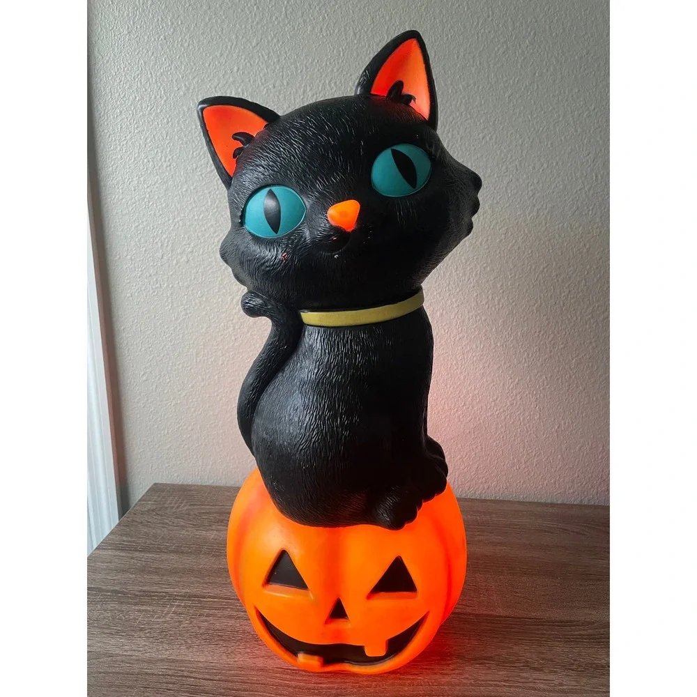 Ashland Halloween Black Cat Pumpkin Blow Mold Light Up Outdoor Decor 24 Inch